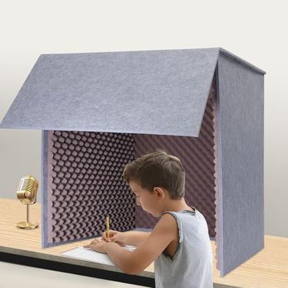 Desktop Soundproof Cover, Isolation Booth, Vocal Sound Absorbing Shield, Portable Vocal Recording Booth, Sound Proof Foam Room, Microphone Isolation Booth Cube, for Office, Home Studio (Purple)