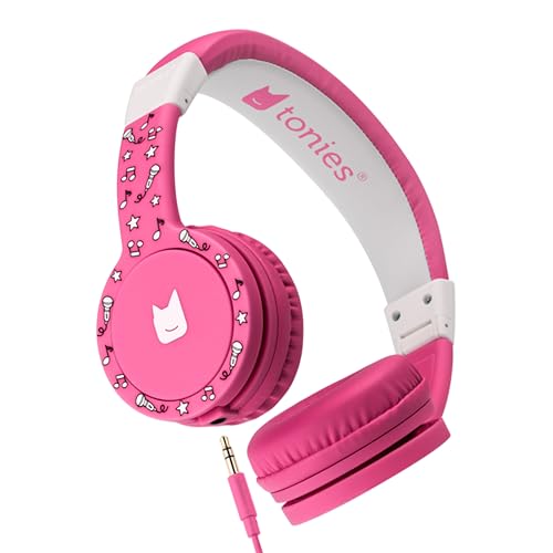 Tonies Foldable Wired Headphones for Kids - Comfortably Designed to fit On-Ear - Works with Toniebox 1 and All 3.5mm Devices - Pink - color: Pink