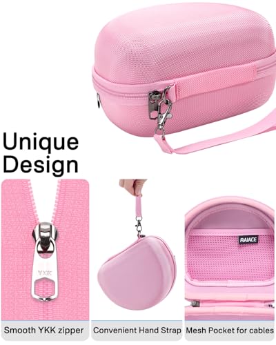RAIACE Hard Storage Case Compatible with Skullcandy Crusher Over-Ear Headphones, for TOZO HT3 Headphones and More Foldable Headset, Travel Carrying Bag. (Case Only)-Pink - color: Pink