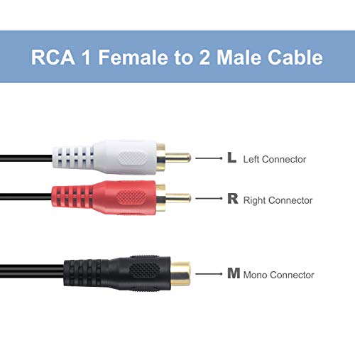 VCE RCA to 1/4" Audio Adapter Bundle with RCA Splitter 1 Female to 2 Male