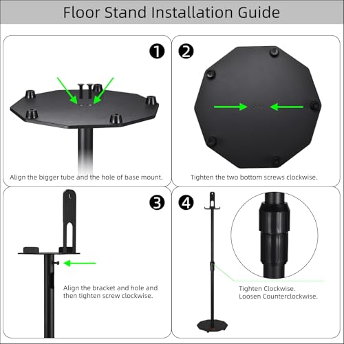 Floor Stand for Sony BRAVIA Theater Rear 8 SA-RS8 | Also Compatible with Sonos One SL | Height Adjustable (25.6”-40.2”) | Heavy Duty 6mm Steel, 33lb Load, Cable Management