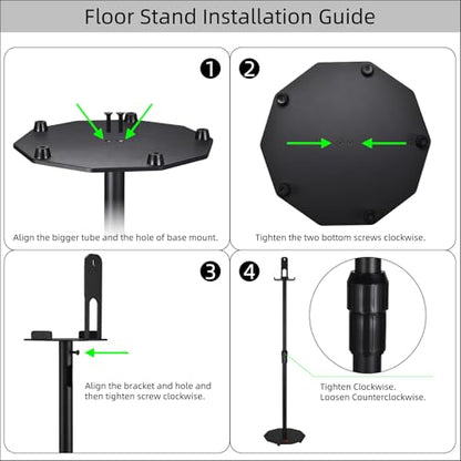 Floor Stand for Sony BRAVIA Theater Rear 8 SA-RS8 | Also Compatible with Sonos One SL | Height Adjustable (25.6”-40.2”) | Heavy Duty 6mm Steel, 33lb Load, Cable Management