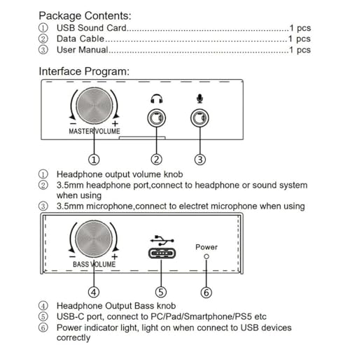 USB Sound Card External Sound Card with Volumes Control USB to 3.5mm Adapter Stereo for PC Laptop Desktop Headset