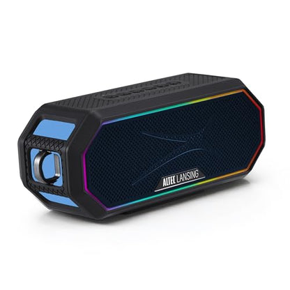 Altec Lansing Magnetic Bluetooth Speaker HYDRAJOLT 2.0, Waterproof IP67, 12W Output Power, 16H Battery, Multicolor LED, 100ft Wireless Range, Voice Assistant, USB-C Quick Charge - color: Black/Royal Blue