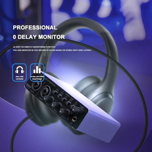 USB Audio Interface SOLO with XLR/48V Phantom Power,32Bit/192kHz High-Fidelity, for Studio Audio Mixer Interface for Guitarist, Vocalist, Podcaster, Producer, Plug and Play (U202P)