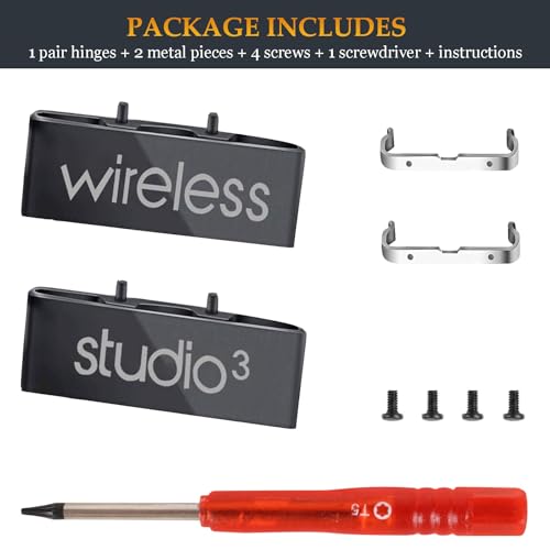 Studio 3 Replacement Hinge as Same as OEM A1914 Replacement Parts Repair Kit Durable Accessories Compatible with Beats by Dre Studio3 (A1914) and Studio Pro (A2924) Wireless Headphones (Black) - color: Black