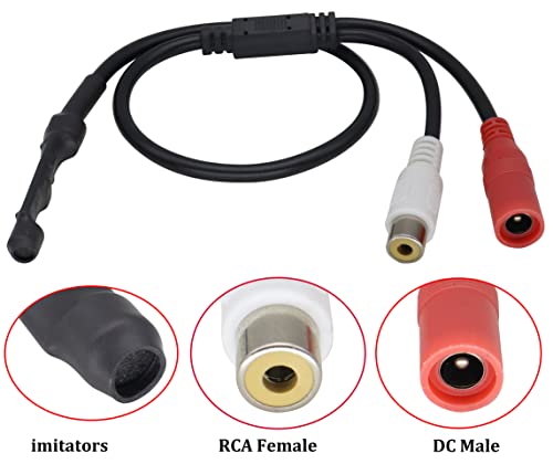 CCTV Microphone to RCA+DC5521 Audio Cable - color: 2plug-Mic