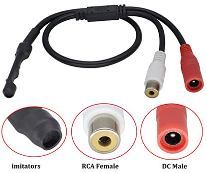 CCTV Microphone to RCA+DC5521 Audio Cable - color: 2plug-Mic