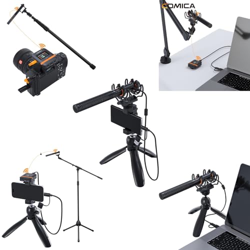 COMICA VM40 2.4G Wireless Shotgun Microphone for Camera,Smartphone and PC,Super Cardioid Mic Support One-Key Denoise with APP Control for Video Recording, Filmmakers, Vloggers