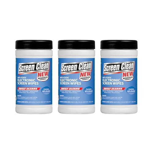Zenex Screen Clean Anti-Static Electronic Screen Wipes - Single Sided Non-Abrasive Towels | For TV, Phones, Monitors | Quick Dry & Streak-Free | Prevents Static Build-up (3 Pack | 75 Sheets Total) - size: 25 Count (Pack of 3)