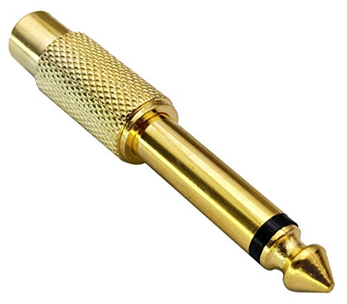 RCA to 1/4 Adapter, Gold Plated Male to Female, 6.35mm TS Jack to RCA Audio Connector, 5 Pack