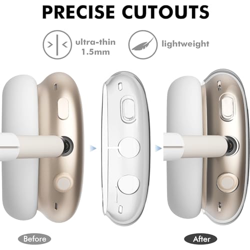 Cartoon Cute Bear Clear Case for Airpods Max Headphones Unique Kawaii Design Soft TPU Ear Cups Cover Anti-Scratch Silicone Ear Pad Protective Case 53 Headband Cover for Apple Airpods Max - color: Bread Bear 32