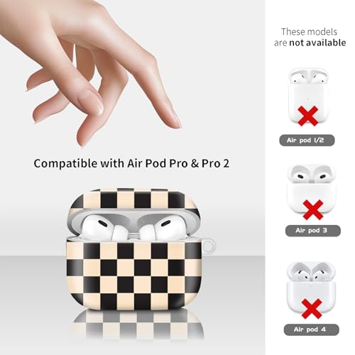 Compatiable for AirPod Pro 2nd/1st Generation Case,Lightweight & Durable Resistant Hard Case with Keychain,Stylish Design AirPod Case Cover for Women(Black Beige Plaid) - color: Black Beige Plaid
