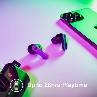 New Soul S-Play Bluetooth Wireless Earbuds | 40ms Low Latency, Gaming, and Entertainment In-Ear Headphones with Microphone | Water Resistant, Wireless Charging Case, 28 Hours of Playtime | Omega Black