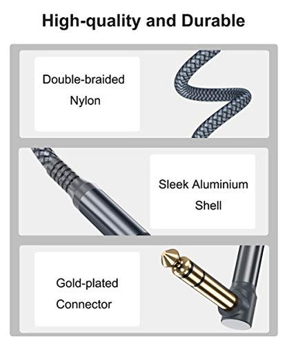 RUXELY 2Pack Right Angle 90 Degree 6.35mm TRS Instrument Cable and 6-Pack Guitar Patch Cables for Electric Guitar,Bass,Keyboard,Mixer,Amplifier/AMP,Speaker,Equalizer