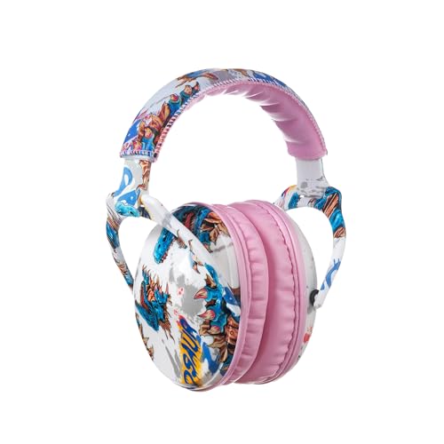 Kids Ear Protection Safety Ear Muffs, NRR 25dB Noise Reduction Children Earmuffs, Hearing Protectors for Sleeping, Studying, Airplane, Concerts, Fireworks-Dinosaur with Pink Band - color: Pink Band Dinosaur