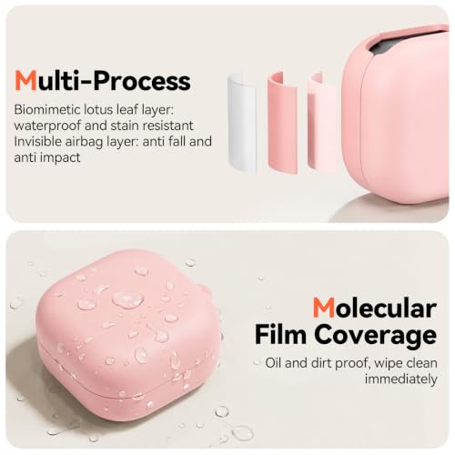 Inesore for Galaxy Buds 4 Pro & Galaxy Buds 4 Case (Pink) | Skin Friendly Silicone Material, with A Multifunctional Cleaning Pen Tool and Keychain, Scratch Resistant, Slip Resistant - color: Pink