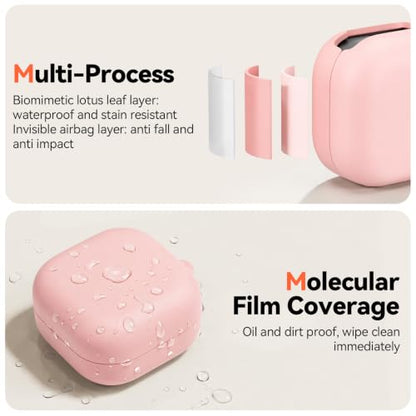 Inesore for Galaxy Buds 4 Pro & Galaxy Buds 4 Case (Pink) | Skin Friendly Silicone Material, with A Multifunctional Cleaning Pen Tool and Keychain, Scratch Resistant, Slip Resistant - color: Pink
