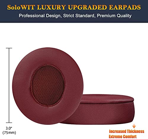 SoloWIT Earpads for Beats Solo 3 & Solo 2 On-Ear Headphones - Burgundy - color: Burgundy