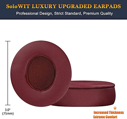 SoloWIT Earpads for Beats Solo 3 & Solo 2 On-Ear Headphones - Burgundy - color: Burgundy