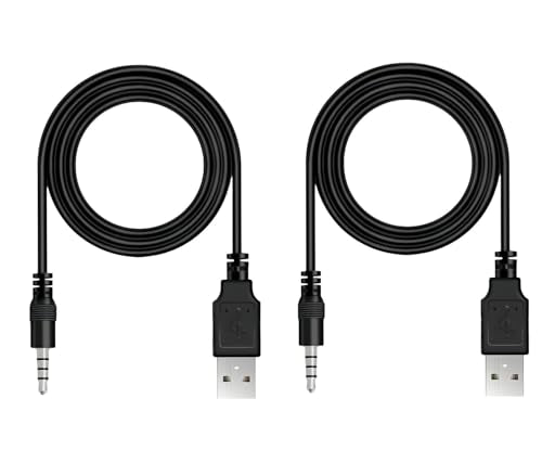 BERLAT USB 2.0 to 3.5mm Audio Cable 2-Pack for MP3 Headphones – Not for TV