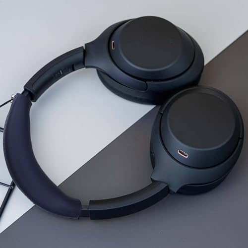 Adhiper Silicone Sweat Headband Cover for Sony WH-1000XM4, WH-CH720N, WH-XB910N, ULT WEAR, Washable Zipped Dustproof Headband Cover Protector for Soundcore Space Q45, Life Q30 & Q20 (Dark Blue) | Silicone Sweat Cover for Sony WH-1000XM4 XM3 & Soundcore Q4