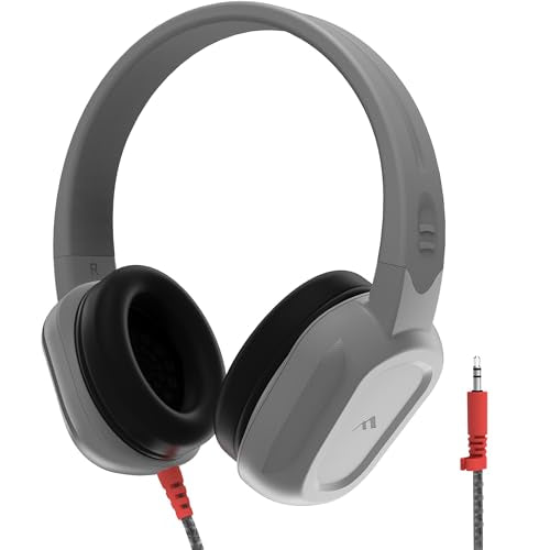 Brenthaven Rugged 2 Wired Headphones No Mic | 3.5 mm - Long Tangle Free Chew-Proof Cord - Reliable Drop Tested and Comfortable for Kids K-12 Students Classroom and School Use- Gray