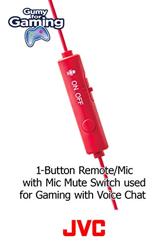 JVC Gumy Gamer, in Ear Earbud Headphones with Mic, Remote, and Mute Switch for Gaming and Chatting, Powerful Sound, Comfortable and Secure Fit, Silicone Ear Pieces S/M/L - HAFX7GA (Blue),Medium - color: Blue