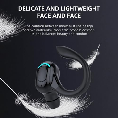 Wireless Headset Business Headphones,Waterproof Hanging Single Ear Earbuds,Mono Wireless Headset Noise Cancelling Sports Wireless Earpiece with Mic for Smart Phones (Black) - color: Black