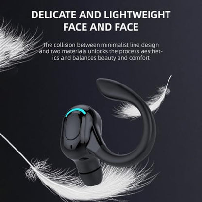 Wireless Headset Business Headphones,Waterproof Hanging Single Ear Earbuds,Mono Wireless Headset Noise Cancelling Sports Wireless Earpiece with Mic for Smart Phones (Black) - color: Black