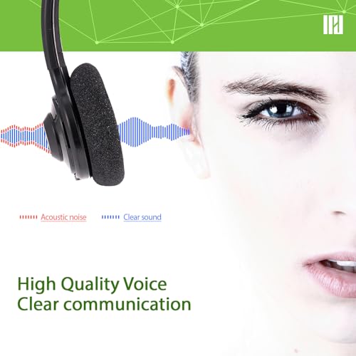 IPD IPH-210 Phone Headset Wired QD to RJ9 Monaural | For Office and Call Center, Compatible with Polycom VVX, Compatible with Avaya, Nortel, NEC, Fanvil, Mitel, Landline Phones - color: 210-BL-FOAM