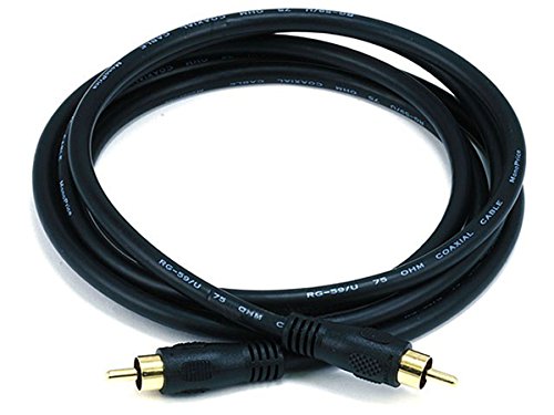Monoprice 6ft Coaxial Audio/Video RCA Cable M/M RG59U 75ohm (for S/PDIF Digital Coax Subwoofer & Composite Video) (100619) - size: 6 Feet (Pack of 1), style: Cable