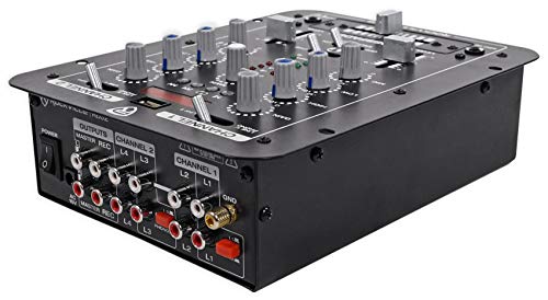 Rockville RDJ2 2-Channel DJ Mixer with USB and Talkover | 4 RCA Line Inputs, USB MP3 Player, 1/4" Mic/Headphone Jacks, Cue Monitor, 3-Band EQ, Crossfader, Master/Rec Outputs - style: without bluetooth