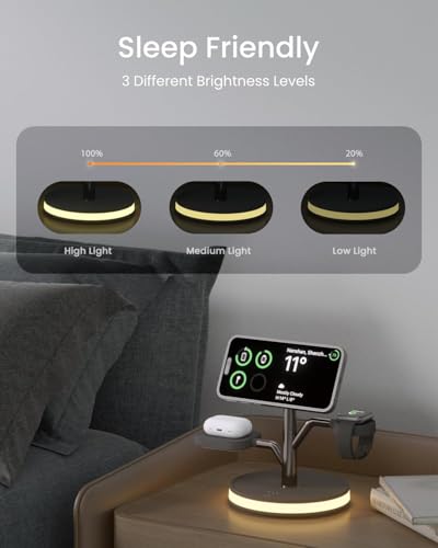 Wireless Charger, 3 in 1 Magnetic Charging Station for Apple Device | Fast Charging Tree-Shaped Stand with 20W Adapter, Qi-Certified Charger for iPhone 12-17 Series, Apple Watch, AirPods
