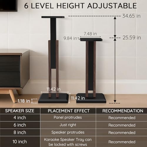 Wood Speaker Stands Pair, 25'' to 34'' Height Adjustable Speaker Stands - color: Wood, size: 25''to 34''