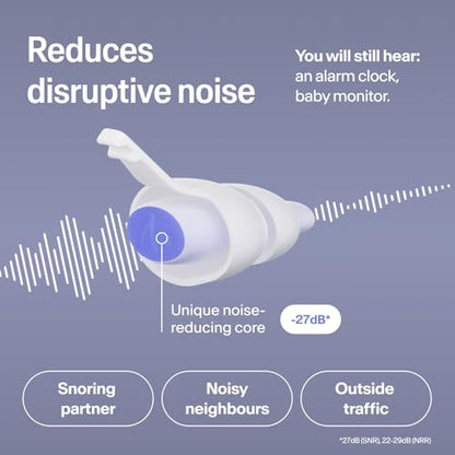 Alpine SleepDeep Reusable Earplugs for Sleeping | Earbuds for Side Sleepers | Large 27dB SNR |Ultra Soft Ear Plugs For Noise Reduction|Silicone-Free| Ear Protection |Travel Essentials Airplane Essentials - style: L
