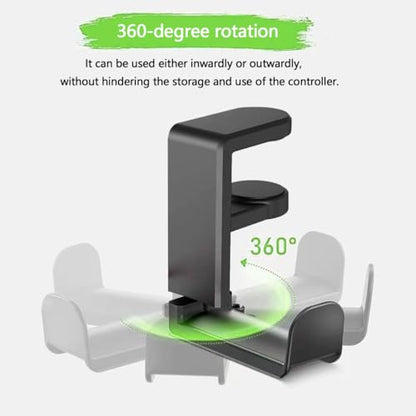 Headphone Stand, Desk Mount Holder with 360 Degree Swivel | Gaming Headset Organizer, Clamp-on Under Desk Hanger with Cable Clip for Office, Home