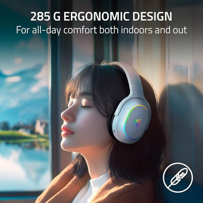 Razer Barracuda X Chroma Wireless Gaming Headset, 2.4GHz & Bluetooth, White | Lightweight, Chroma RGB, 40mm Drivers, Cardioid Mic, 70 Hr Battery, for PC, Mac, PS5, Switch 2, Smartphone - color: White