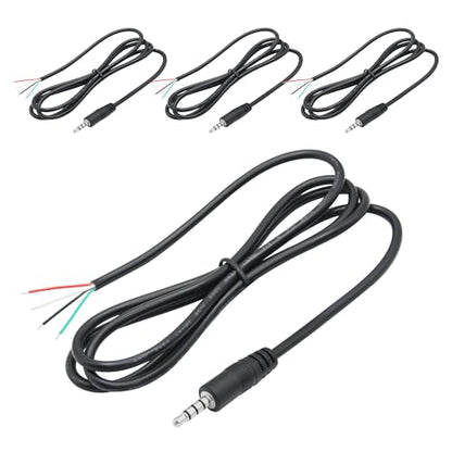 3.5mm Male Plug to 4Pin Bare Wire Open End Cable 3FT, TRRS 4 Pole 1/8'' | 3.5mm Audio Plug Stereo Audio Wire, Auxiliary Audio Connector Jack, for 3.5mm Earphone Microphone DIY Cable Repair - 4Pcs - color: 3.5mm Male Plug TRRS 4 Pole - 1M/3FT