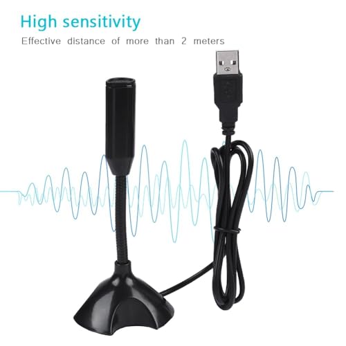 Mini USB 2.0 Condenser Microphone with Adjustable Stand - Flexible Desktop Mic for PC Laptop Recording, Meeting, Remote Work, 2M Range Clear Sound