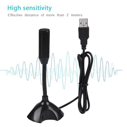 Mini USB 2.0 Condenser Microphone with Adjustable Stand - Flexible Desktop Mic for PC Laptop Recording, Meeting, Remote Work, 2M Range Clear Sound
