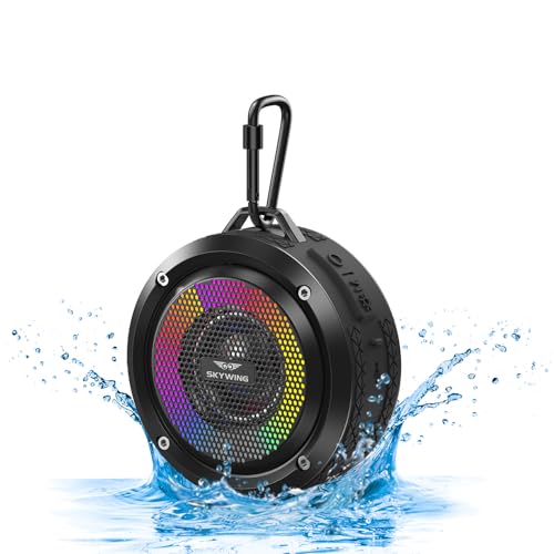 Bluetooth Shower Speaker, Soundace S6 IPX7 Waterproof Portable Speaker with Suction Cup, Hook, Lights,Stocking Stuffers, Premium Mini Outdoor Wireless Speake Ideal Gift for Christmas (Black) - color: Black