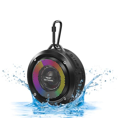 Bluetooth Shower Speaker, Soundace S6 IPX7 Waterproof Portable Speaker with Suction Cup, Hook, Lights,Stocking Stuffers, Premium Mini Outdoor Wireless Speake Ideal Gift for Christmas (Black) - color: Black
