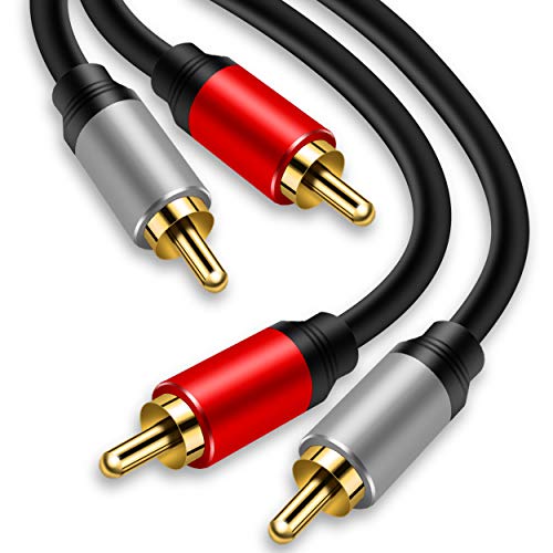 Tan QY 2RCA to 2RCA Audio Cable 10Ft-Gold Plated OFC for HDTV & Gaming | Premium OFC & Gold-Plugs Cable - Clear Bass, Noise Shielding for Home Theater, TV, Amp & Subwoofer - color: 10Ft/3M