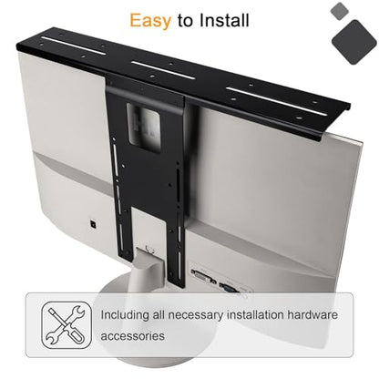 IFCASE Above/Behind Desk Monitor Shelf Mount Holds SLR Camera, Light Webcam, Microphone Fits VESA 75mm 100mm Compatible with Monitor Arm (Black, Shelf)