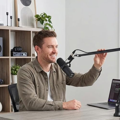 Professional Mic Arm Desk Mount, Heavy Duty All Metal Microphone Boom Arm with Hidden Cable Management, 360° Adjustable Mic Stand for Studio Recording & Streaming Desk Mount