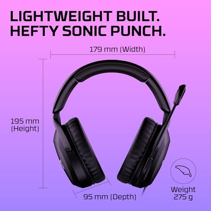 HyperX Cloud Stinger 2 – Wired PC Gaming Headset with Mic Noise Cancelling Over-Ear DTS Headphone:X Spatial Audio 50mm Drivers Swivel-to-mute Premium Leatherette for Windows Desktop, Black (Renewed)