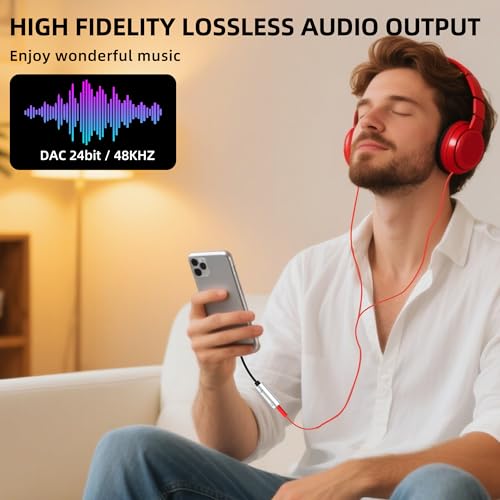 for iPhone Aux Adapter for 14 13 Pro Max Lightning to 3.5mm Headphone Jack (2in1) for Apple Audio Charger Splitter Lighting Connection Auxiliary Earbuds Converter Adaptor Double Cable Car Mfi Dongle