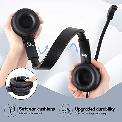 EKSA Headset with Microphone for PC, 3.5mm Wired Computer Headsets with Volume & Mic Mute Controls, Lightweight All-Day Comfort Noise Cancelling Headphones for Laptop Work Office Call Center Skype - style: 3.5mm Jack Headset