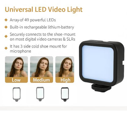 Professional Streaming Setup with LED Light, Microphone, Tripod Stand, Handheld, Universal Mount for Smartphone